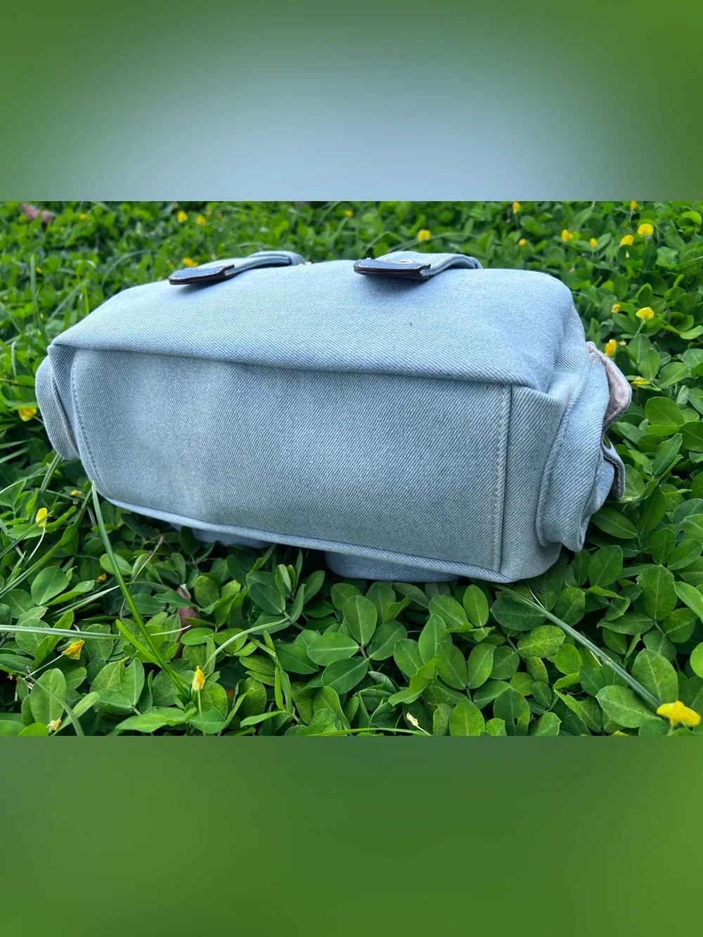 NWT True Religion Multipatch Light blue denim satchel bag with buckle detail - Picture 3 of 13